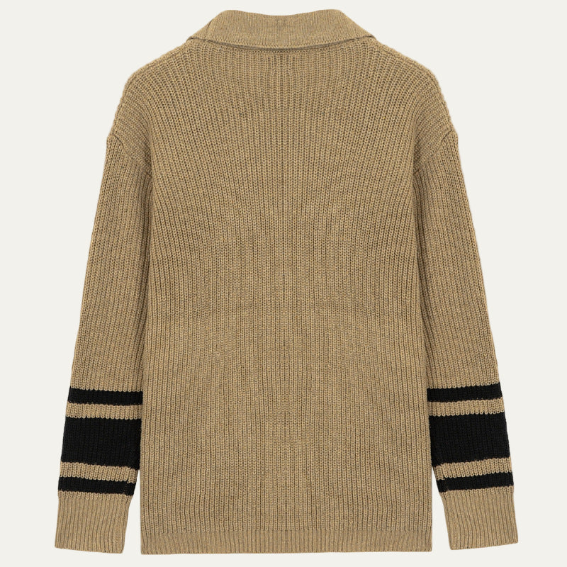 Mens Knit Cardigan Shawl Collar Striped