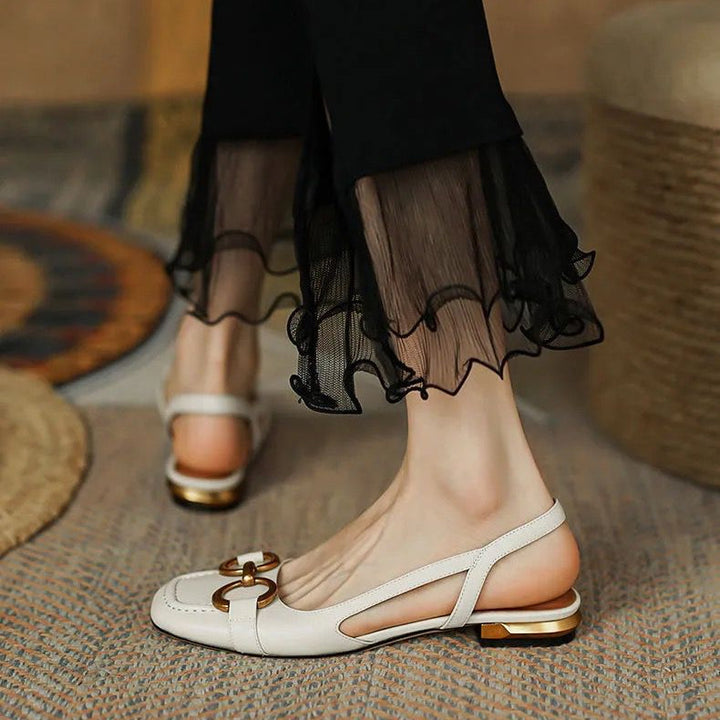 Womens Slingback Shoes Leather Strap Elegant Fit