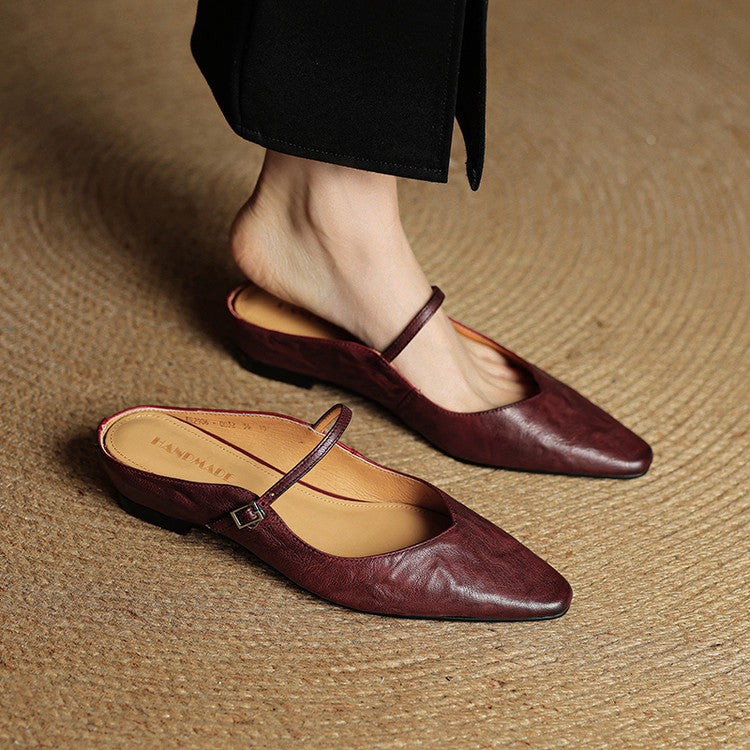 Womens Leather Mules Genuine Leather Slip-On