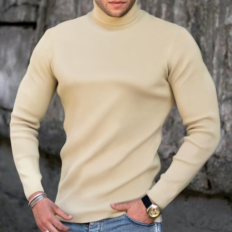 Mens Turtleneck Top Soft Knit Form Fitting