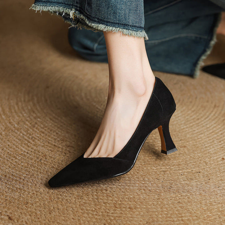 Womens Genuine Leather Heels Classic Fit