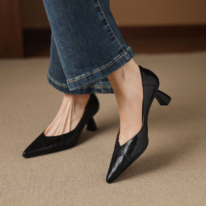 Womens Genuine Leather Heels Classic Fit