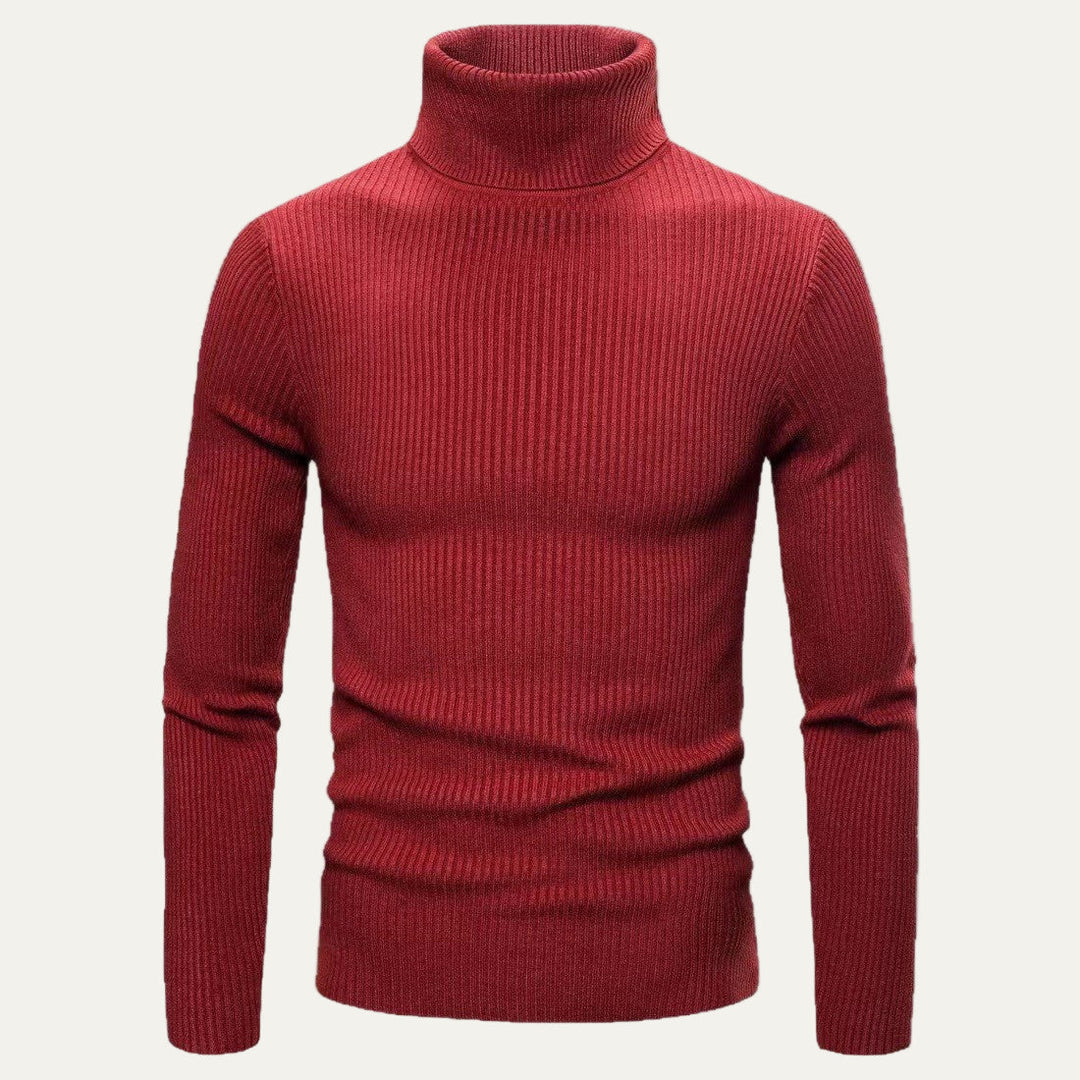 Mens Slim Fit Turtleneck Sweater Rib Knit
