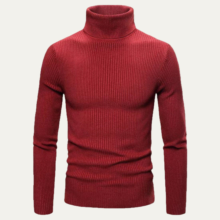Mens Slim Fit Turtleneck Sweater Rib Knit