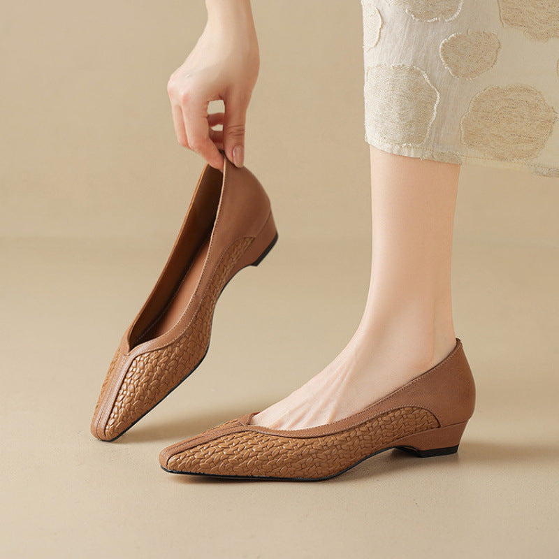 Womens Genuine Leather Heels Classic Fit - BritishMode