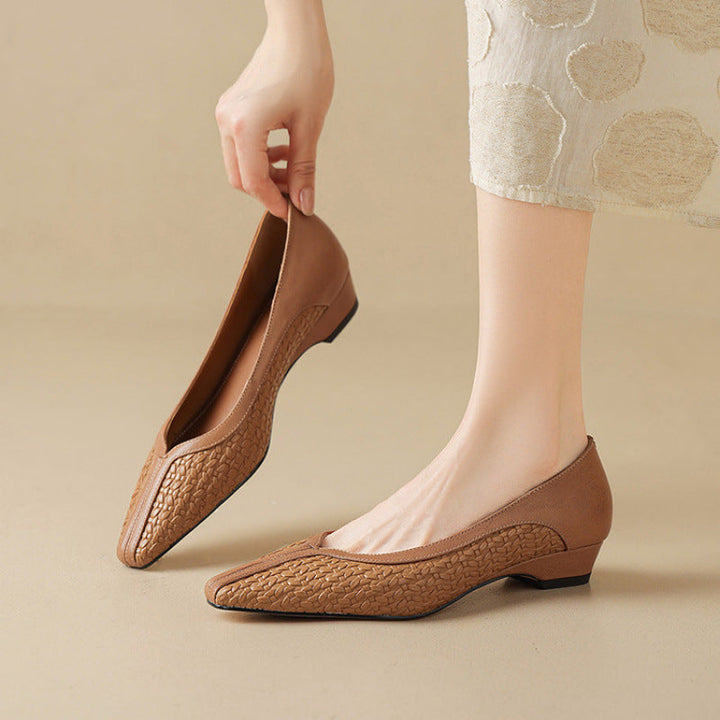 Womens Genuine Leather Heels Classic Fit - BritishMode