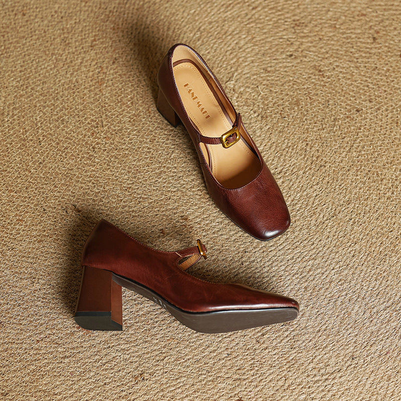 Womens Genuine Leather Heels Classic Fit
