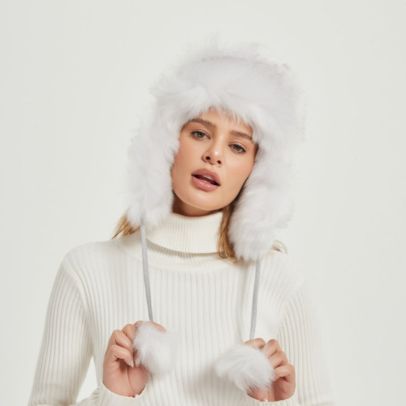Womens Winter Hat Fluffy Voluminous with Animal Ears