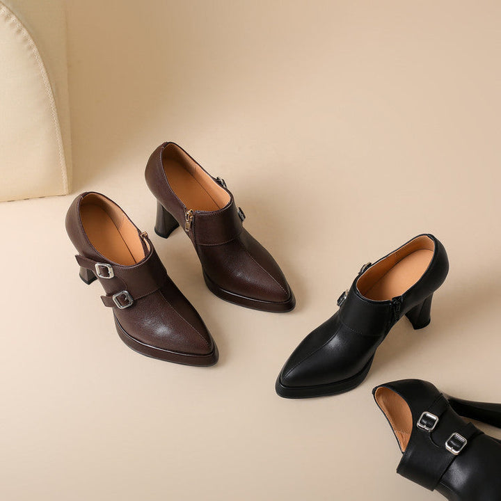 Womens Genuine Leather Heels Classic Fit