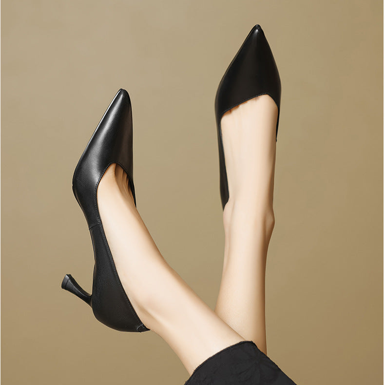 Womens Genuine Leather Heels Classic Fit