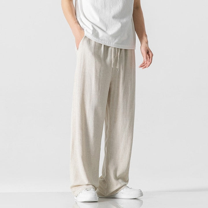 Mens Cotton Trousers Relaxed Fit Elastic Waist - BritishMode