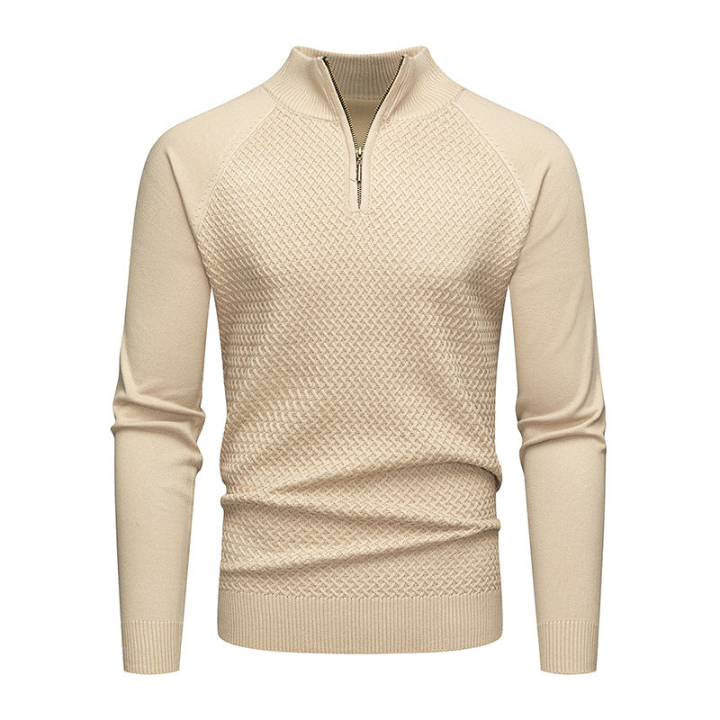 Mens Quarter Zip Sweater Cable Knit Diamond Pattern