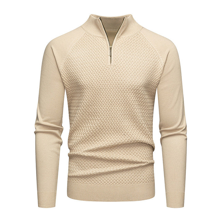 Mens Quarter Zip Sweater Cable Knit Diamond Pattern