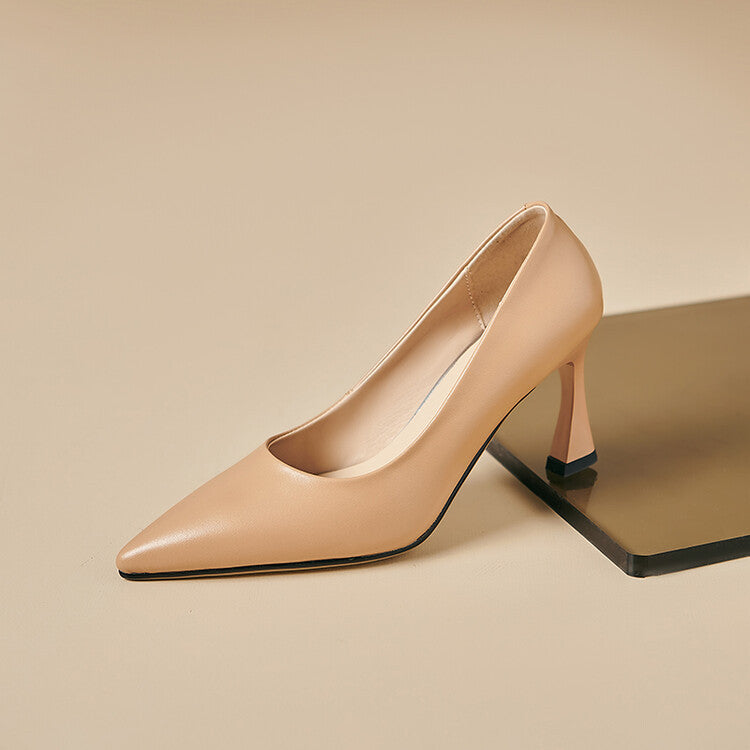 Womens Genuine Leather Heels Classic Fit