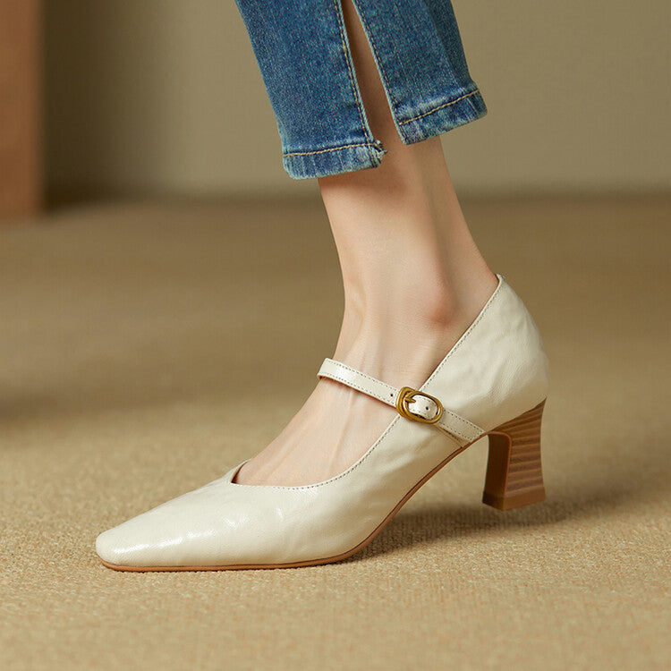 Womens Genuine Leather Heels Classic Fit