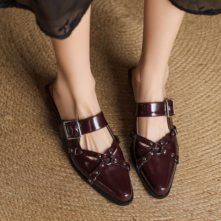Womens Slingback Shoes Genuine Leather