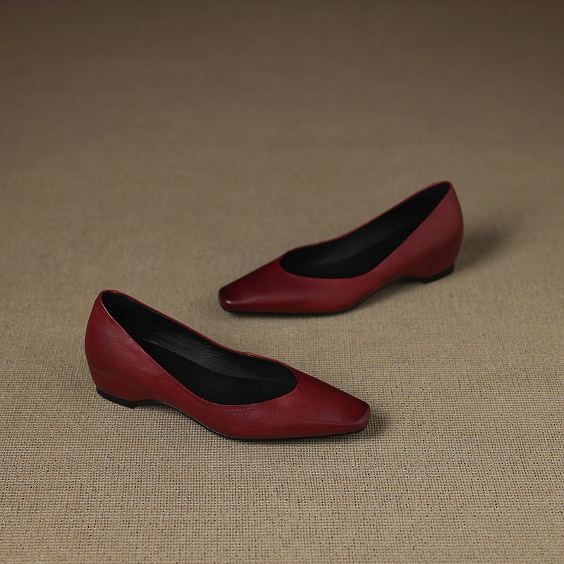 Womens Genuine Leather Flats Slip-On Style
