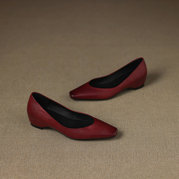 Womens Genuine Leather Flats Slip-On Style