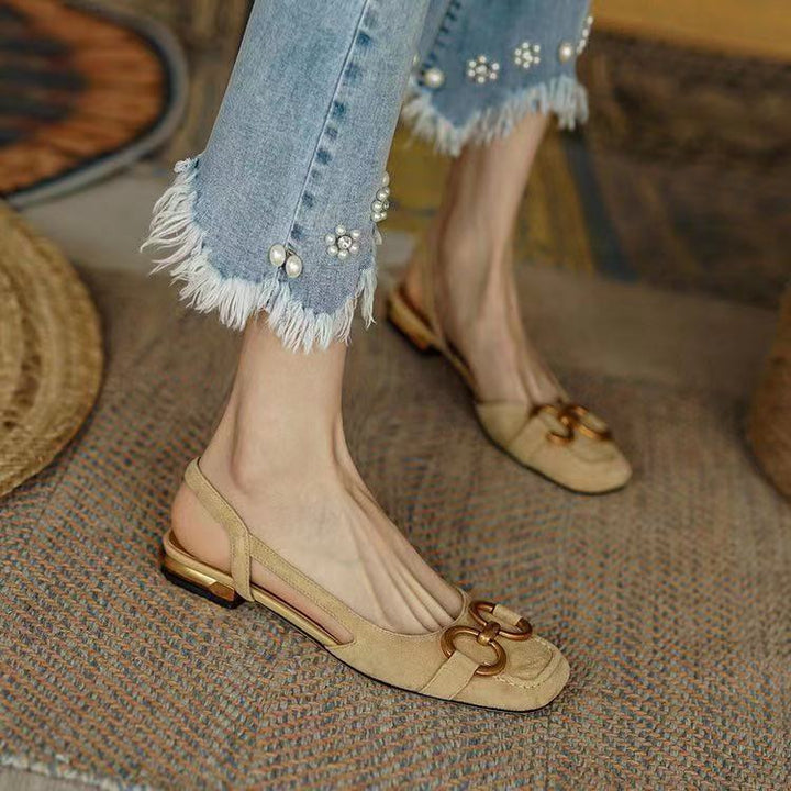 Womens Slingback Shoes Leather Strap Elegant Fit