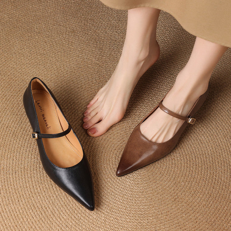 Womens Genuine Leather Heels Classic Fit