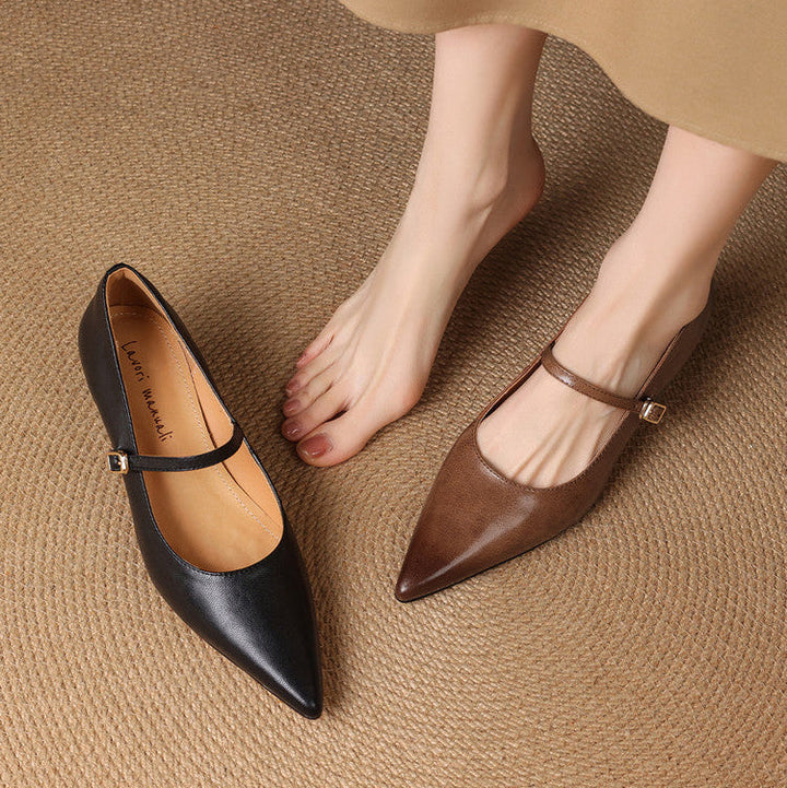Womens Genuine Leather Heels Classic Fit