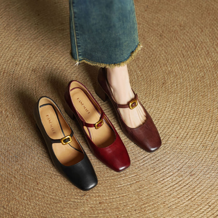 Womens Genuine Leather Heels Classic Fit