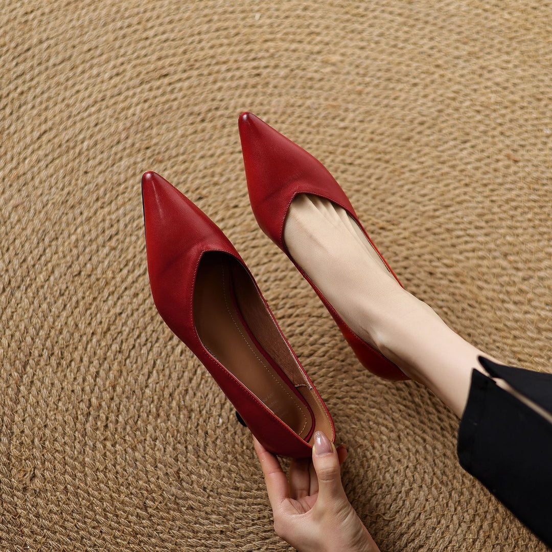 Womens Genuine Leather Heels Classic Fit