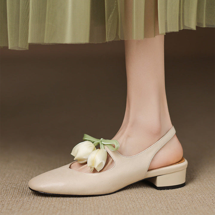 Womens Slingback Shoes Genuine Leather Classic Fit