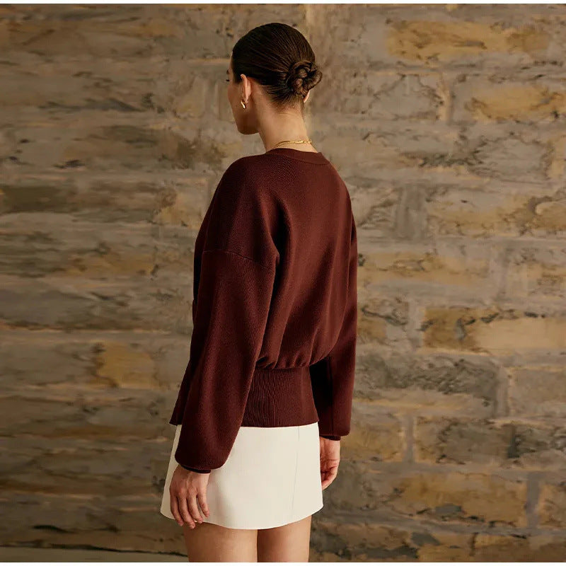 Womens V-Neck Sweater Cardigan Buttoned Elegant Fit