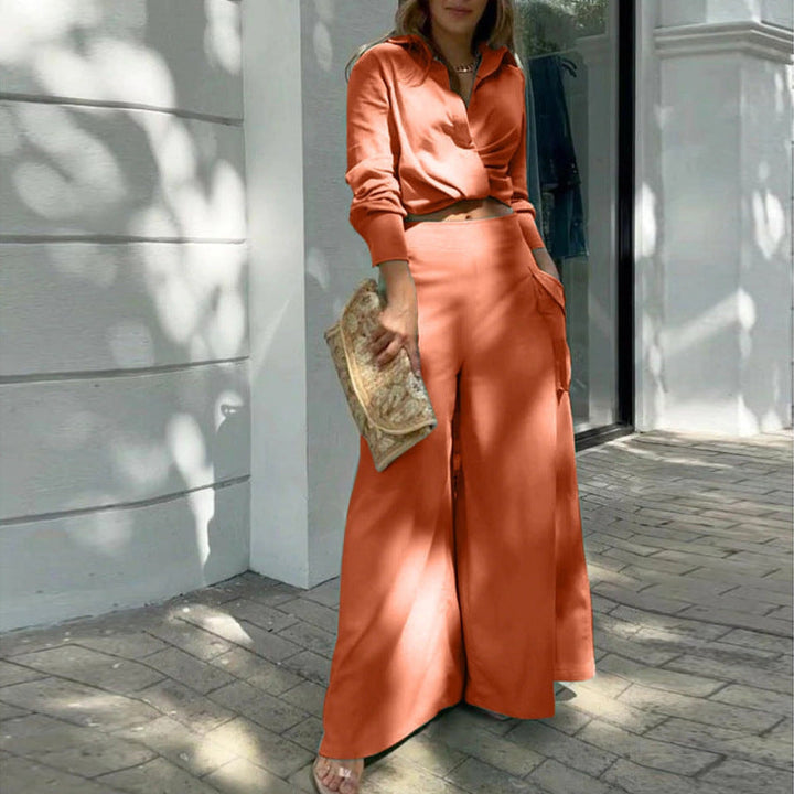 Womens Two-Piece Suit with Fitted Top and Trousers