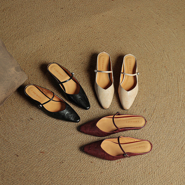 Womens Leather Mules Genuine Leather Slip-On