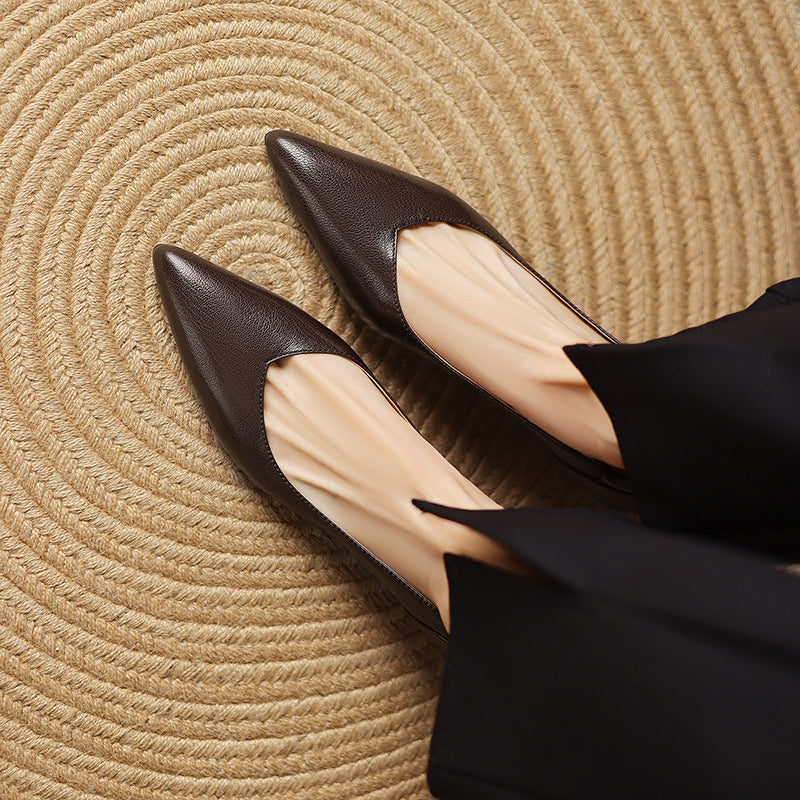 Womens Genuine Leather Heels Classic Fit