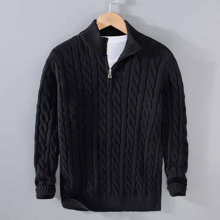 Mens Sweater Cotton Half-Zip Collar - BritishMode
