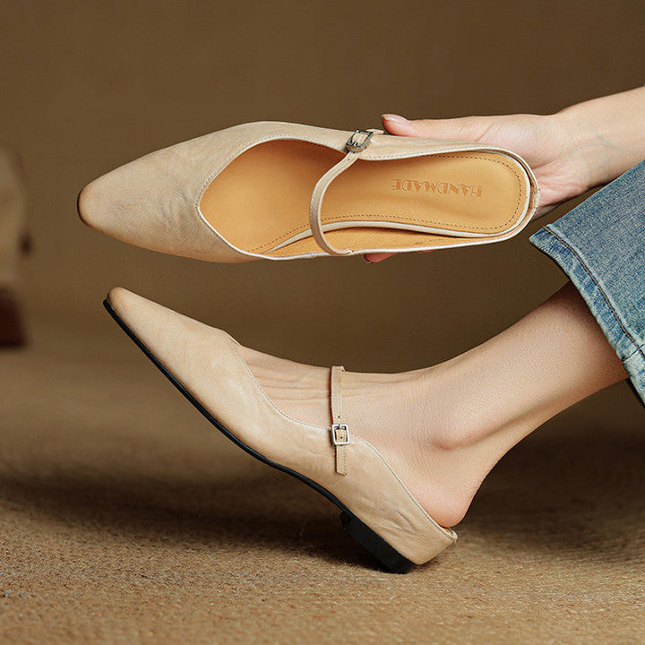 Womens Leather Mules Genuine Leather Slip-On - BritishMode