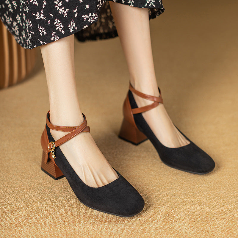 Womens Suede Heels Pointed Toe Classic Fit