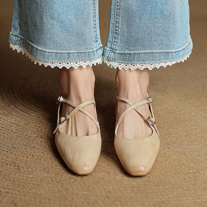 Womens Leather Flats Genuine Material