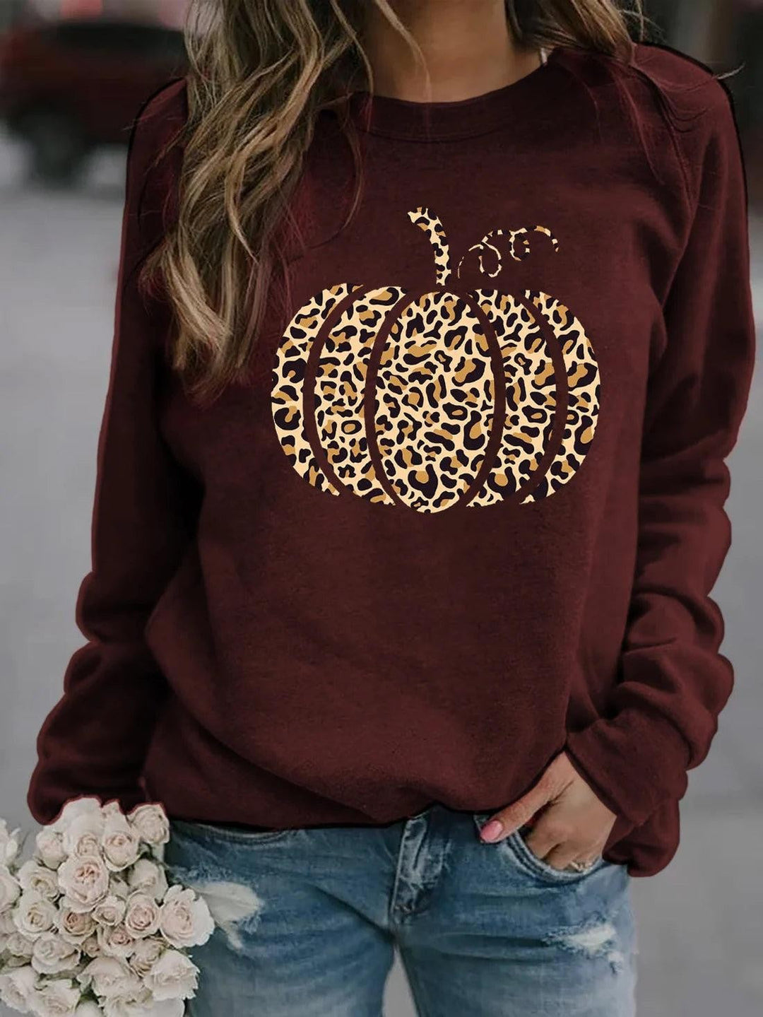 Womens Sweatshirt Cotton Graphic Relaxed Fit