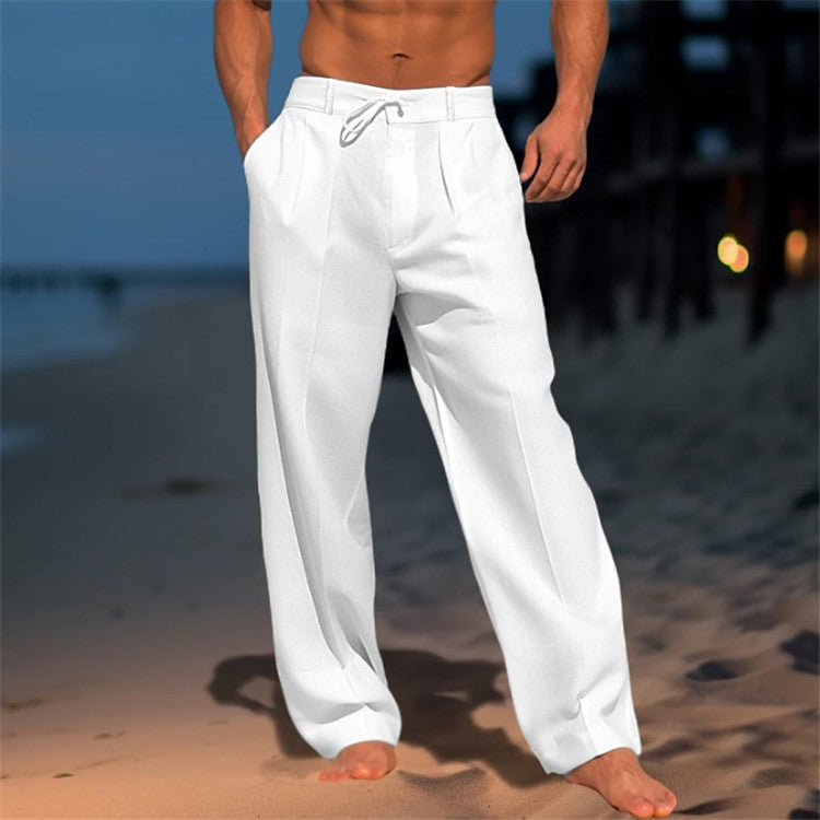 Mens Casual Trousers with Drawstring Comfortable Fit - BritishMode