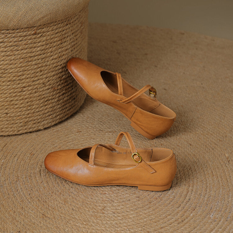 Womens Flats Genuine Leather Slip-On
