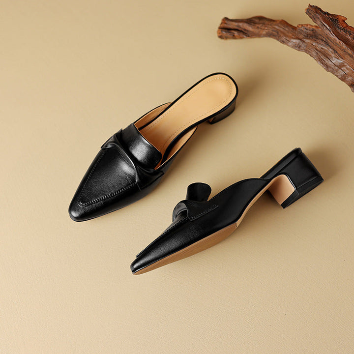 Womens Leather Mules Genuine Leather Slip-On
