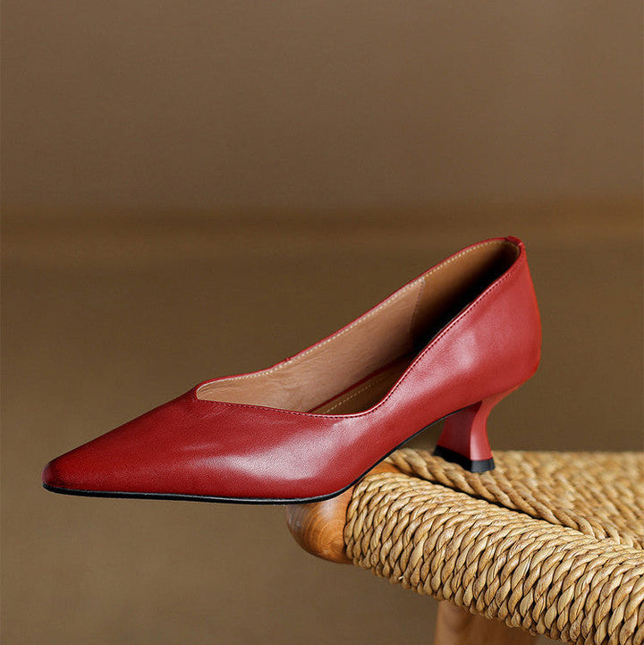 Womens Genuine Leather Heels Classic Fit
