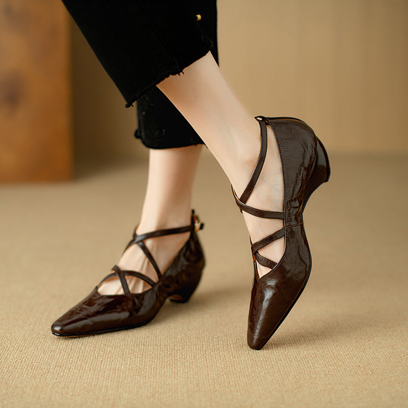 Womens Genuine Leather Heels Classic Fit - BritishMode