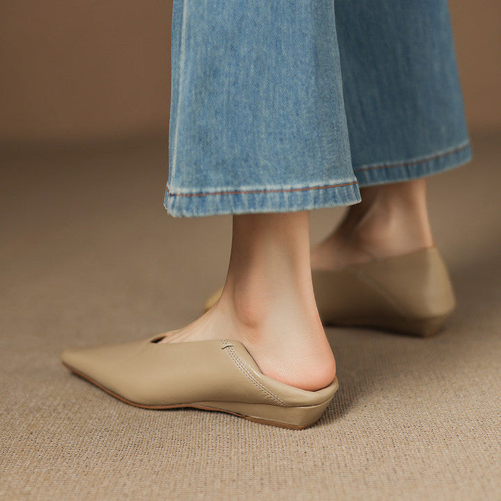 Womens Leather Flats Genuine Material