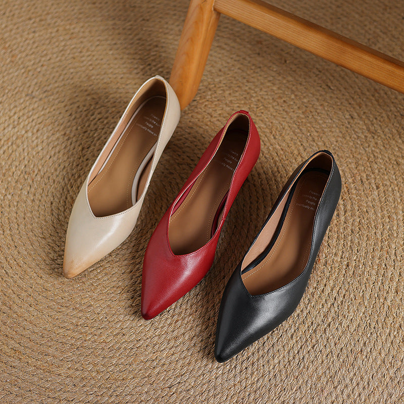Womens Genuine Leather Heels Classic Fit