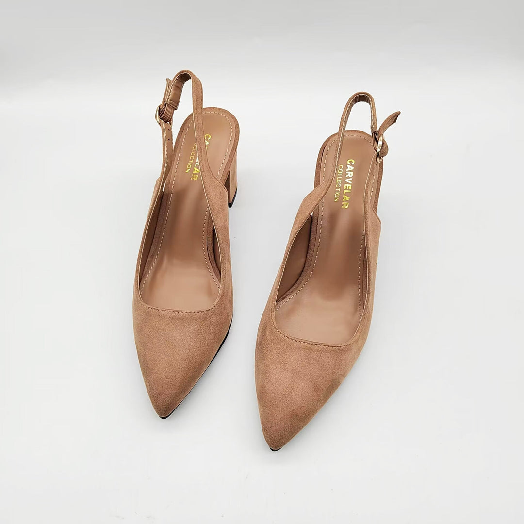 Womens Heeled Shoes Leather Pointed Toe