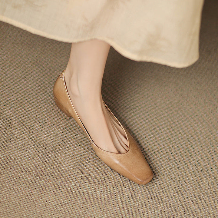 Womens Genuine Leather Flats Slip-On Style