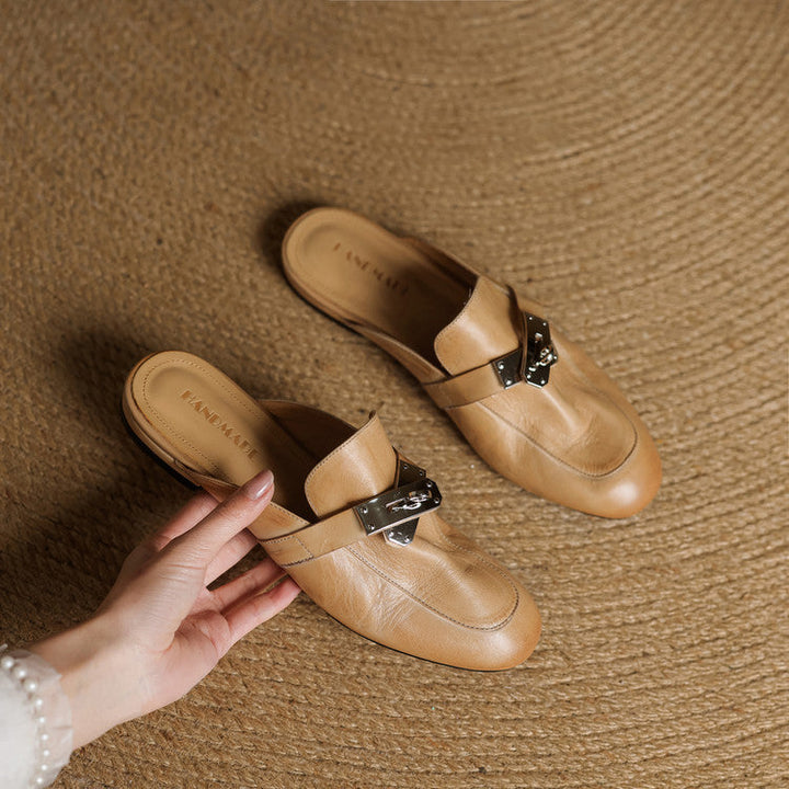 Womens Leather Mules Genuine Leather Slip-On