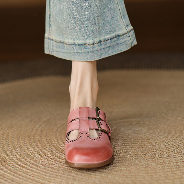 Womens Genuine Leather Mules Slip-On Comfortable