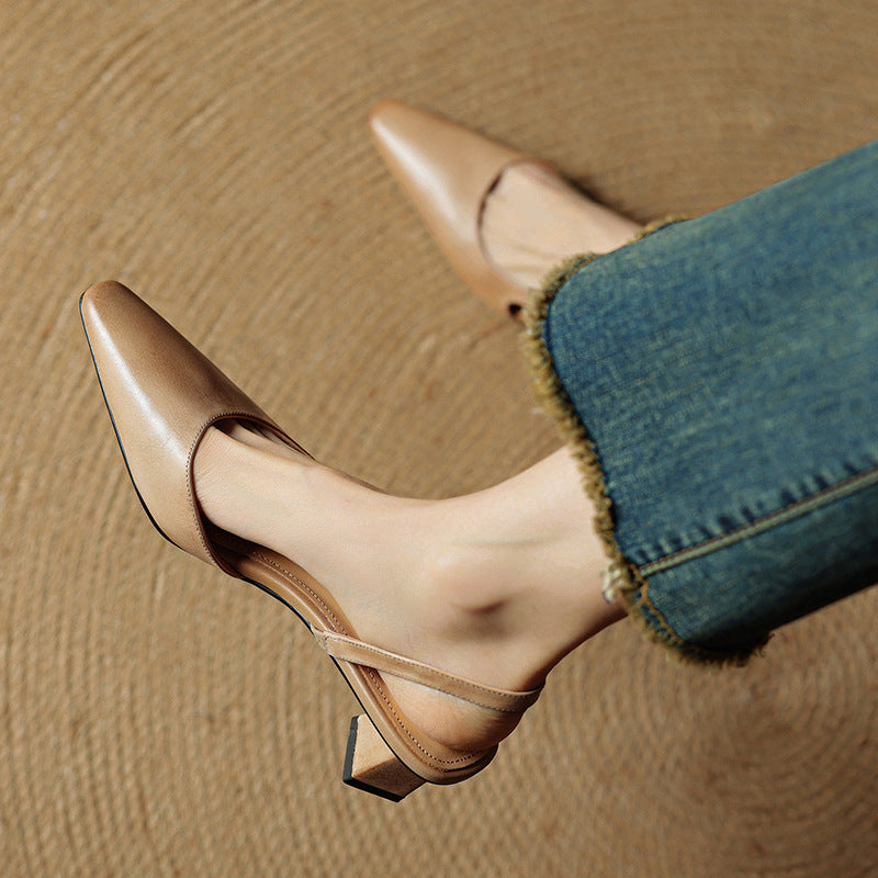 Womens Genuine Leather Heels Classic Fit
