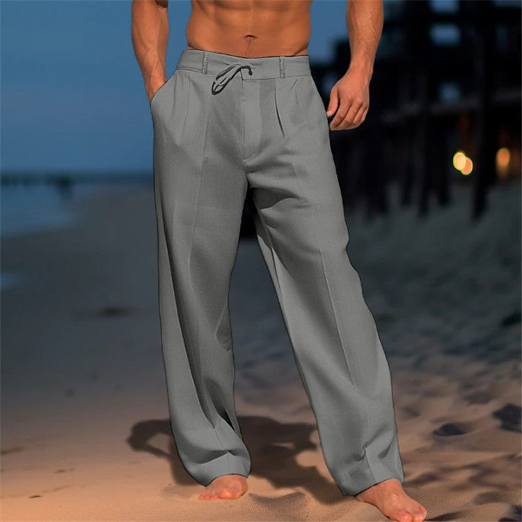 Mens Casual Trousers with Drawstring Comfortable Fit